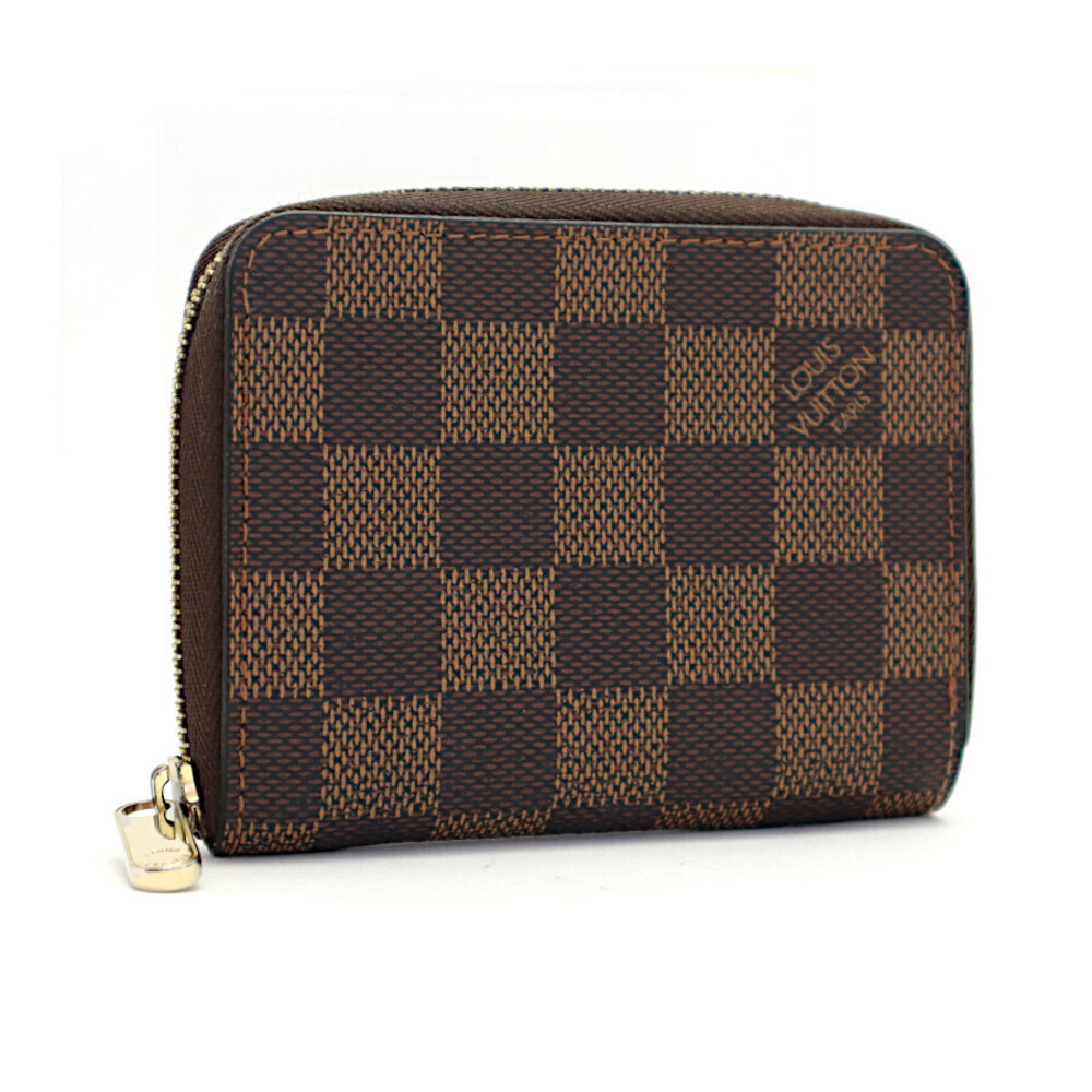 Louis Vuitton Zippy Coin Wallet Damier Canvas Leather Brown